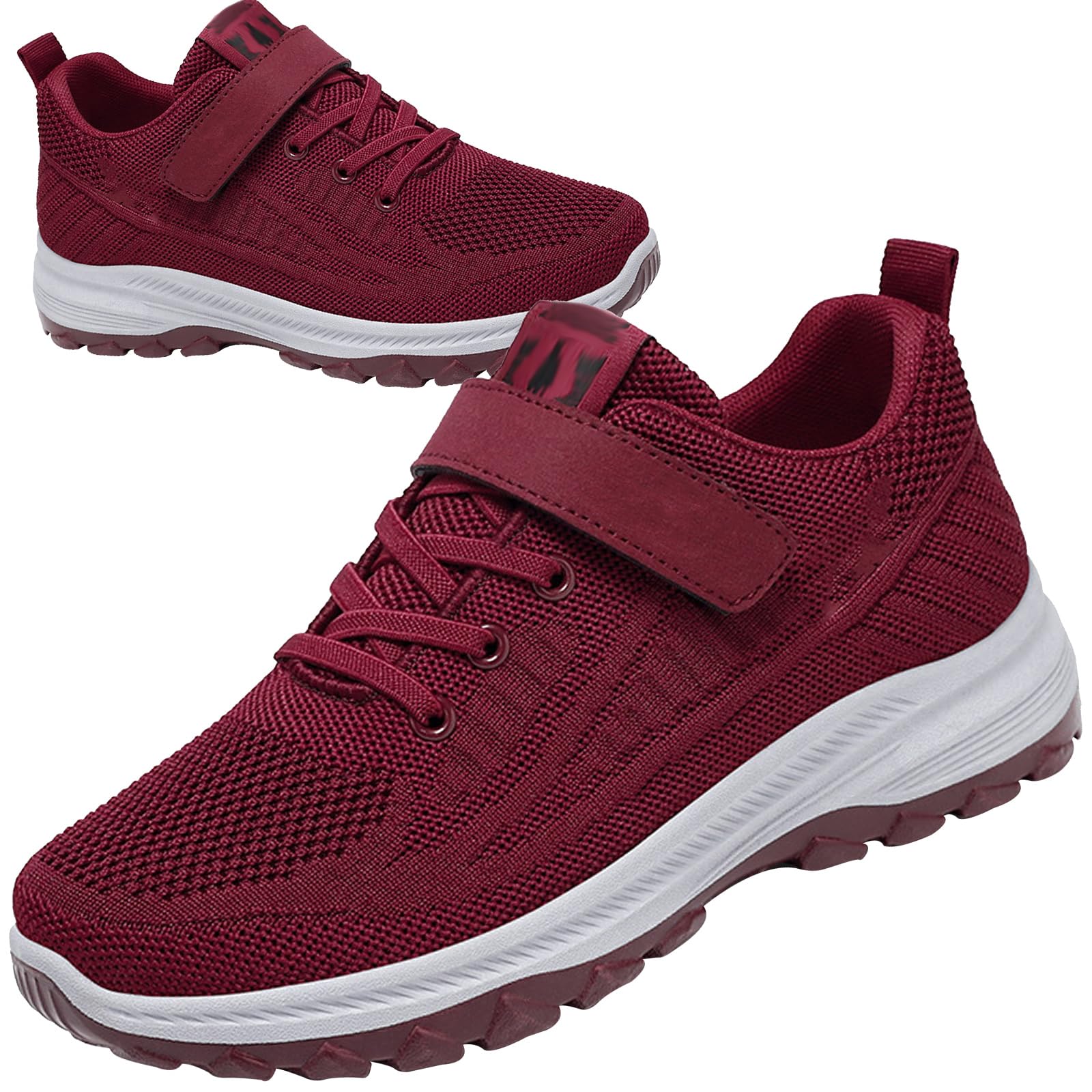 AZMAHT Shoes for Arthritis in the Feet Bunion Shoes for Women Orthopedic Diabetic Shoes with Memory Foam Adjustable Walking Shoes for Elderly Arthritis Edema,Women Red,41/255mm