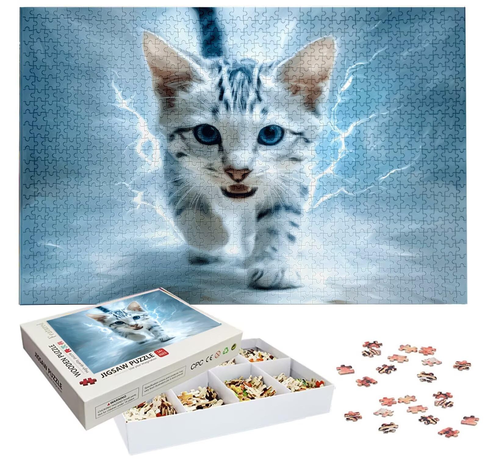 Puzzle 4000 Pièces Chat, Puzzle 4000 Pièces Adultes et Enfants, Puzzles Bois avec Une Boîte d'emballage Exquise, Jeu Éducatif Puzzles Animal, Noël Decoration Maison, Cadeau Femme, Cadeau Homme H-3142
