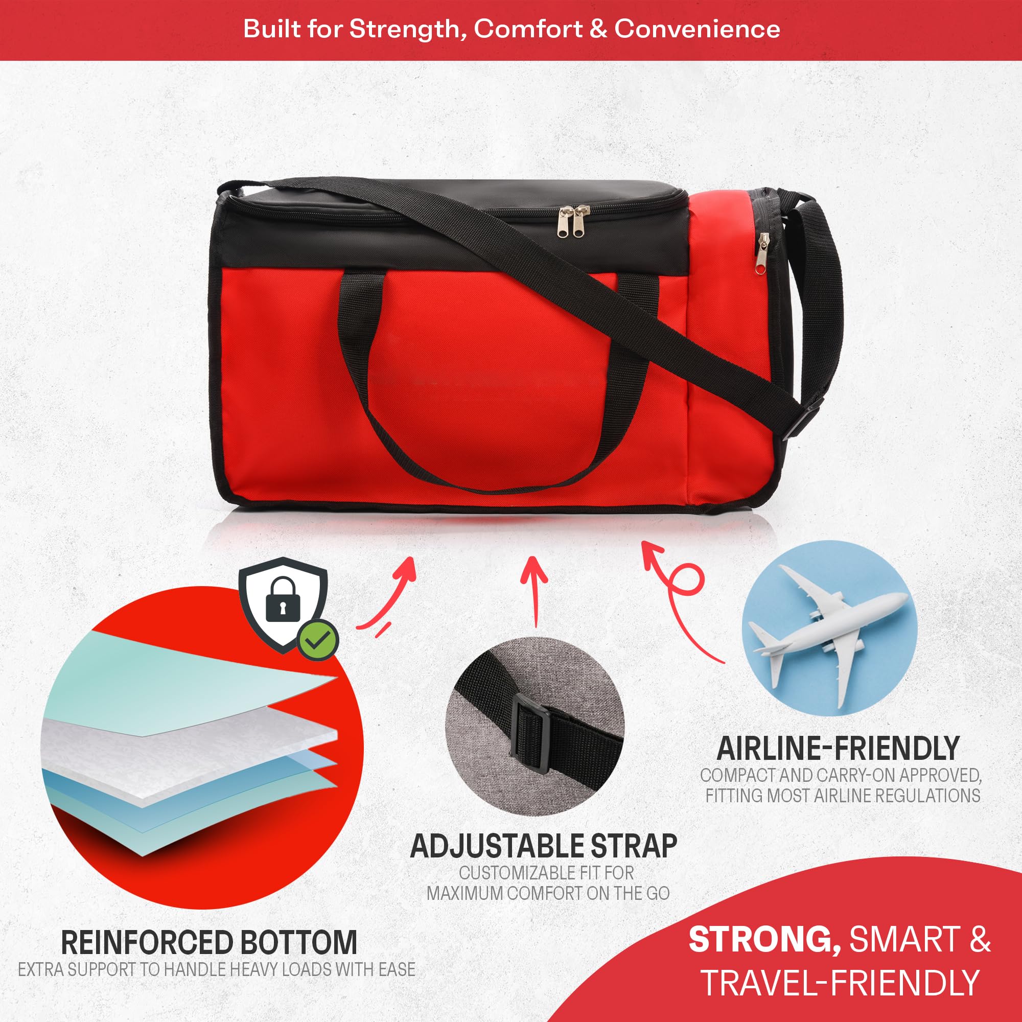 Sac de Sport 20 L / 40 L Grande capacité – Gym, Fitness, Piscine, Voyage – Poche latérale, Double Zip, bandoulière – Torbes Meteor Cabine Ryanair/EasyJet - 4