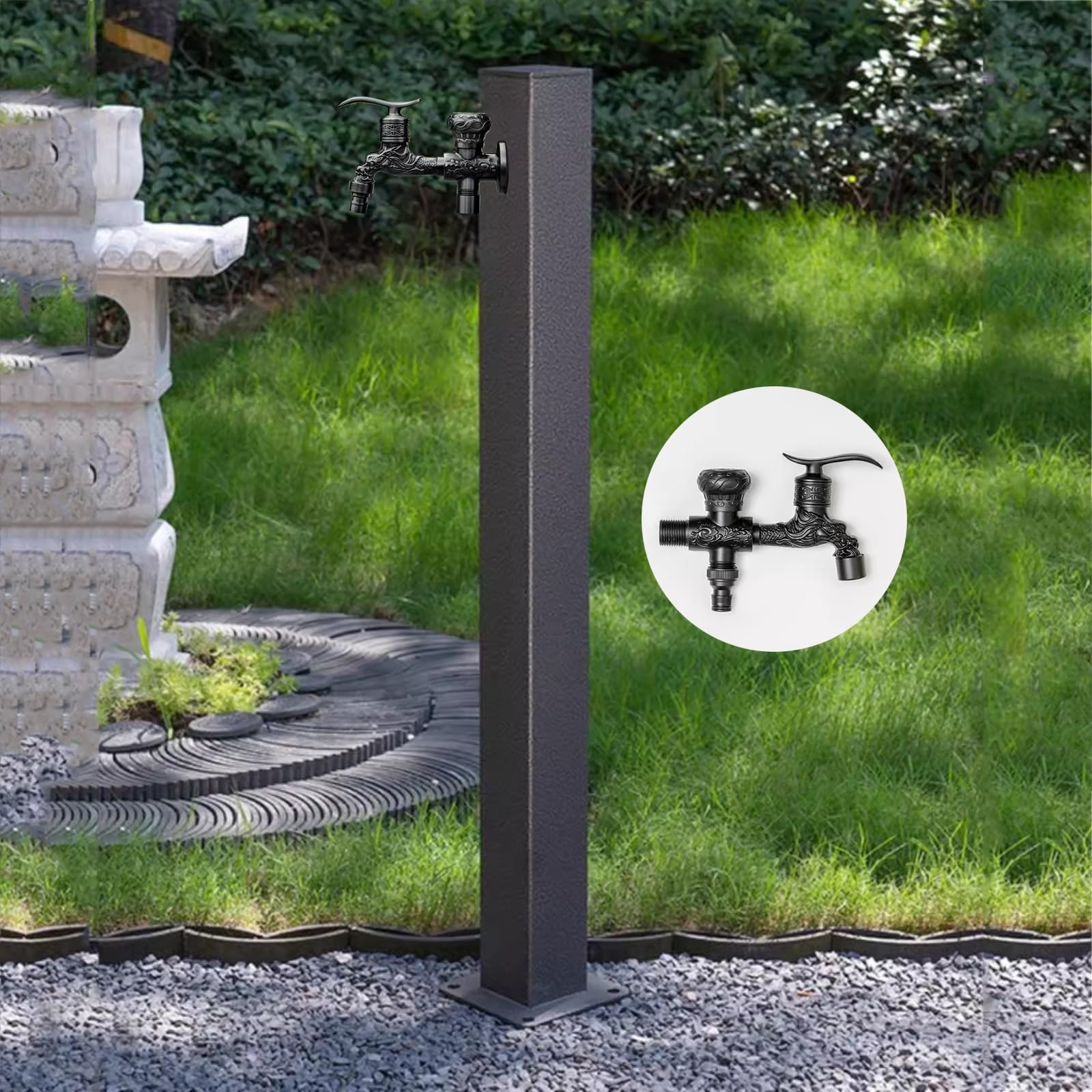 BHGFYXBS Stainless Steel Outdoor Garden Water Column, Vertical Garden Water Column, Dual-Use Faucet, Side Water Inlet,Grey-80cm