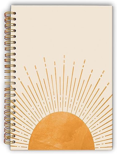 LACOSU Cuaderno abstracto bohemio en espiral con rayas universitarias de 5.5 x 8.3 pulgadas, tapa dura, para diario, escritura, trabajo, oficina,