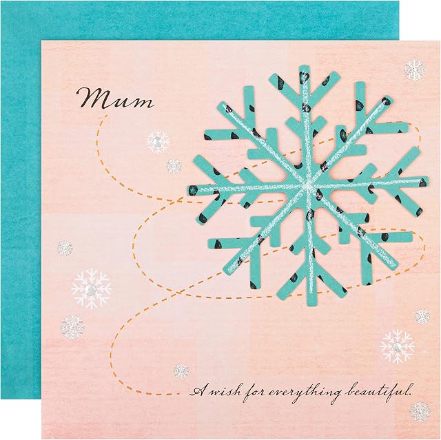 Hallmark Christmas Card for Mum - Contemporary 3D Effect Snowflake Design