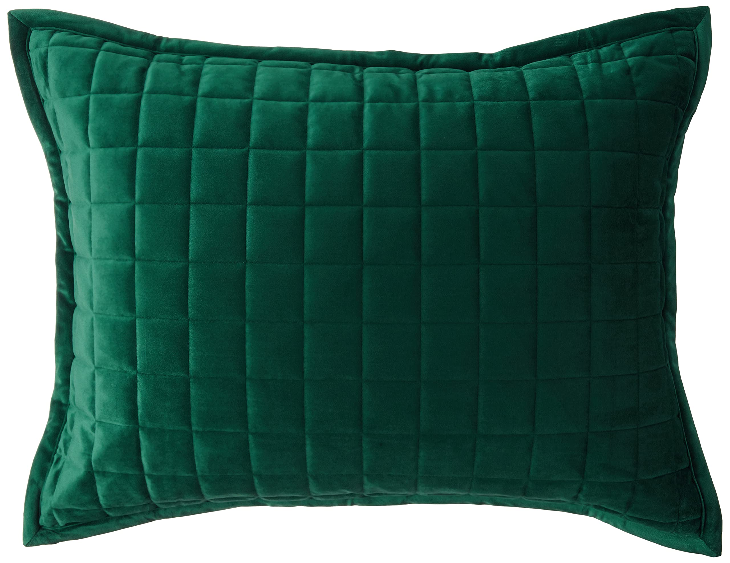 Tribeca Living FLORENCEQUIKISI Florence Velvet Oversized Solid Quilt Set, Verde Esmeralda, 2