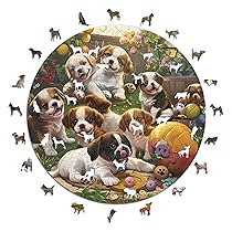 Iconic Puzzles – Cagnolini in Giardino, puzzle in legno 100% sostenibile, Regali per Bambini e Adulti, taglia L, 600 Pezzi