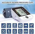 ARM-TYPE Electronic Blood Pressure Monitor Machine for Home Use, Automatic Digital BP cuff with Large LCD Display, 2x99 Memory, Adjustable Upper Arm Cuff 22-44cm (Black)