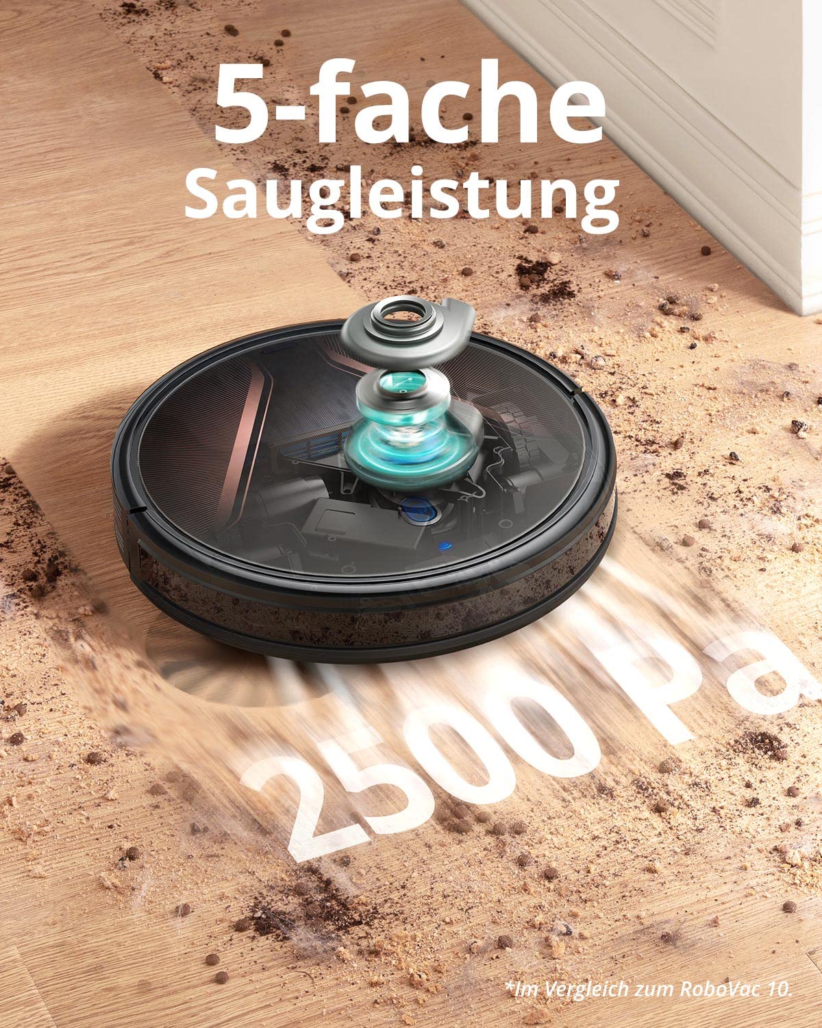 eufy Saugroboter mit Wischfunktion, RoboVac G20 Hybrid, Smart Dynamic Navigation, 2500Pa Saugleistung, 2-in-1 Sauger und Wischmopp, kompatibel mit Alexa (Generalüberholt), Böden, Kabellos