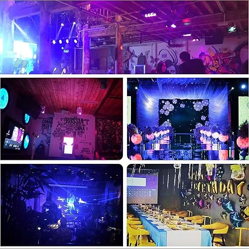 Vista 9 de BETOPPER Luz de cabeza móvil Iluminación de escenario 8 GOBO 8 colores 9/11 canal DMX-512 con sonido activado para DJ Party Bar Club Iluminación