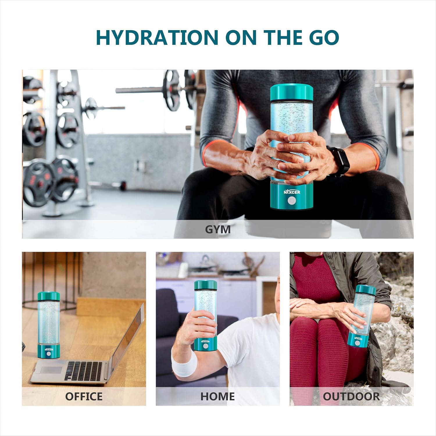 Hydrogen Water Bottle Generator - 3 Min SPE PEM Tech, 2026 Model, 420ML Portable Hydrogen Water Machine for Travel, Wellness & Recovery, Ideal for Kids, Men & Women (Turquoise)