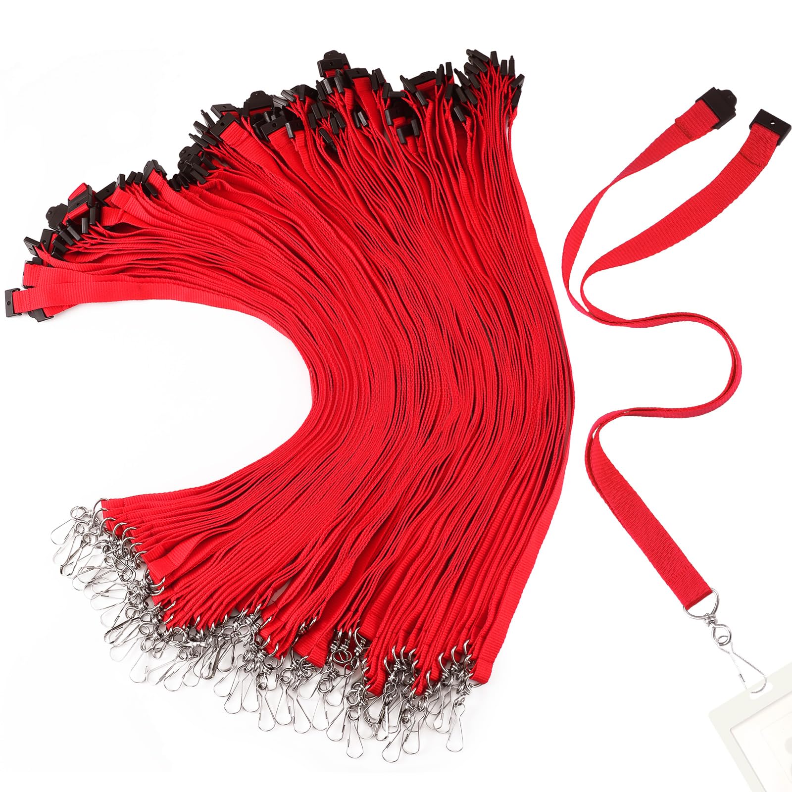 Patelai Breakaway Lanyards with J Hook Bulk Flat Lanyards for ID Badges Neck Badge Lanyard Card Nametag Holder Neck Straps, Red, 18.9 x 0.59 inches