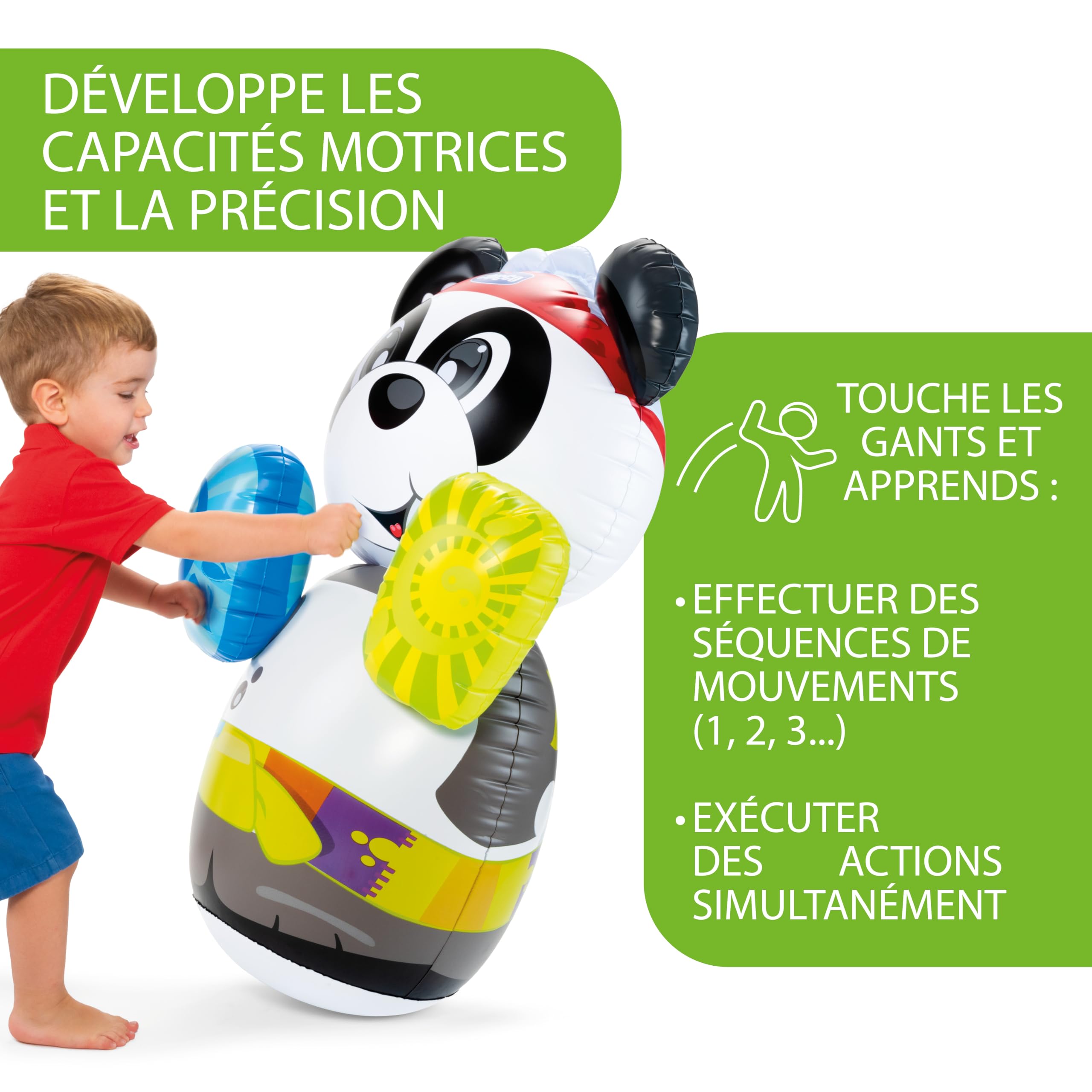 Chicco Panda Boxing, Elektroniczna, Nadmuchiwana Zabawka z Zabawnymi Dźwiękami, Podstawa do Napełnienia Wodą, aby Utrzymać Równowagę, Zabawki dla Dzieci w wieku 2–5 lat