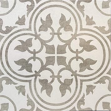 Flora Gray White 12x12 Encaustic Ceramic Tile for Floor and Wall (10 Piece 10 Sf Pack)