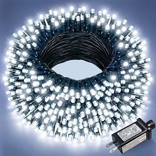Luces de Navidad, 100 pies, 300 LED, exterior, enchufables, conectables, árbol de Navidad, 8 modos, impermeables, cable verde, parpadeantes, patio,