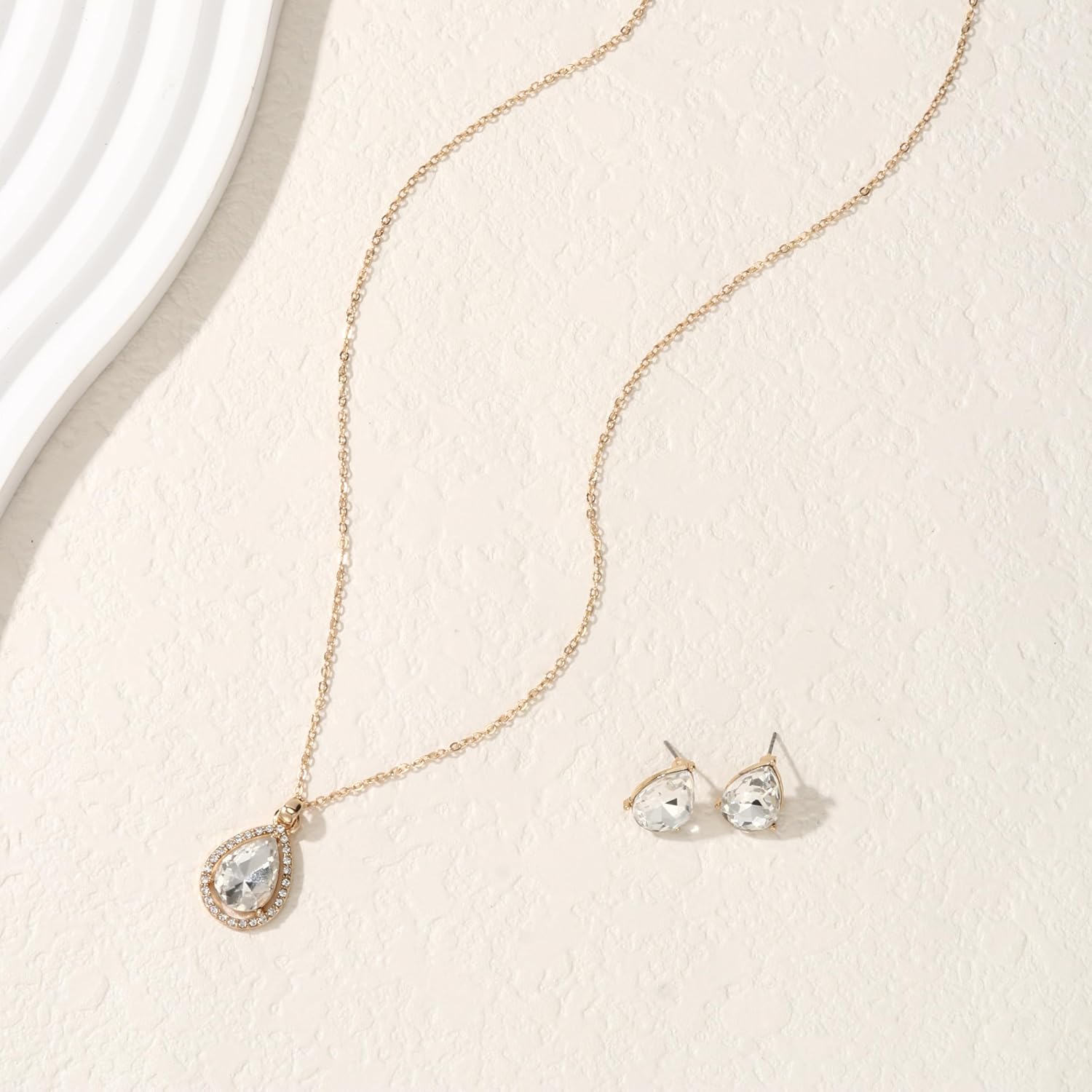 Bridesmaid Jewelry Set for Wedding 1-4-6-8 Sets Gold/Rose Gold/Silver Plated Teardrop Bridesmaid Necklace Earrings Set Gift for Women