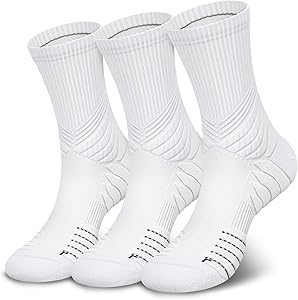 Hylaea Compression Running Socks for men, Coolmax Anti-Blister Cushion Crew Socks for Athletic, Moisture Wicking & Seamless