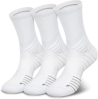 Hylaea Compression Running Socks for men, Coolmax Anti-Blister Cushion Crew Socks for Athletic, Moisture
