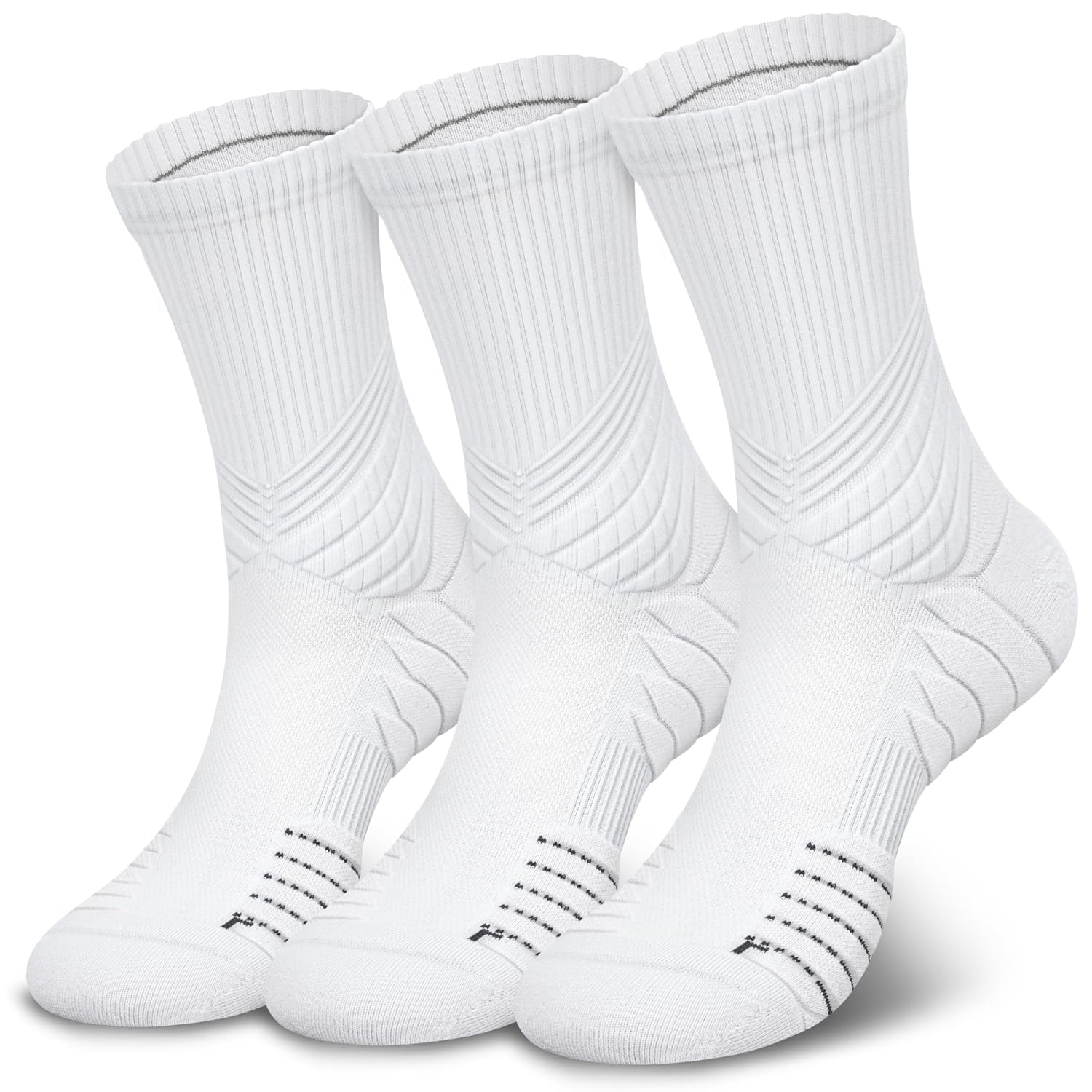 Hylaea Compression Running Socks for men Coolmax Anti-Blister Cushion Crew Socks for Athletic Moisture Wicking Seamless