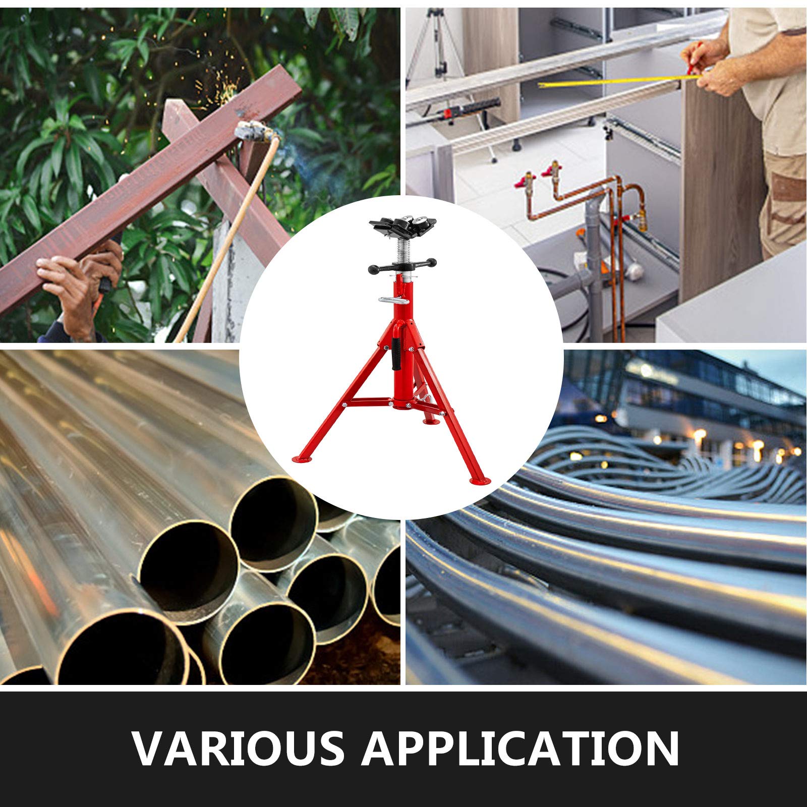 Mophorn Pipe Jack Stand with 4Ball Transfer VHead and Folding Legs