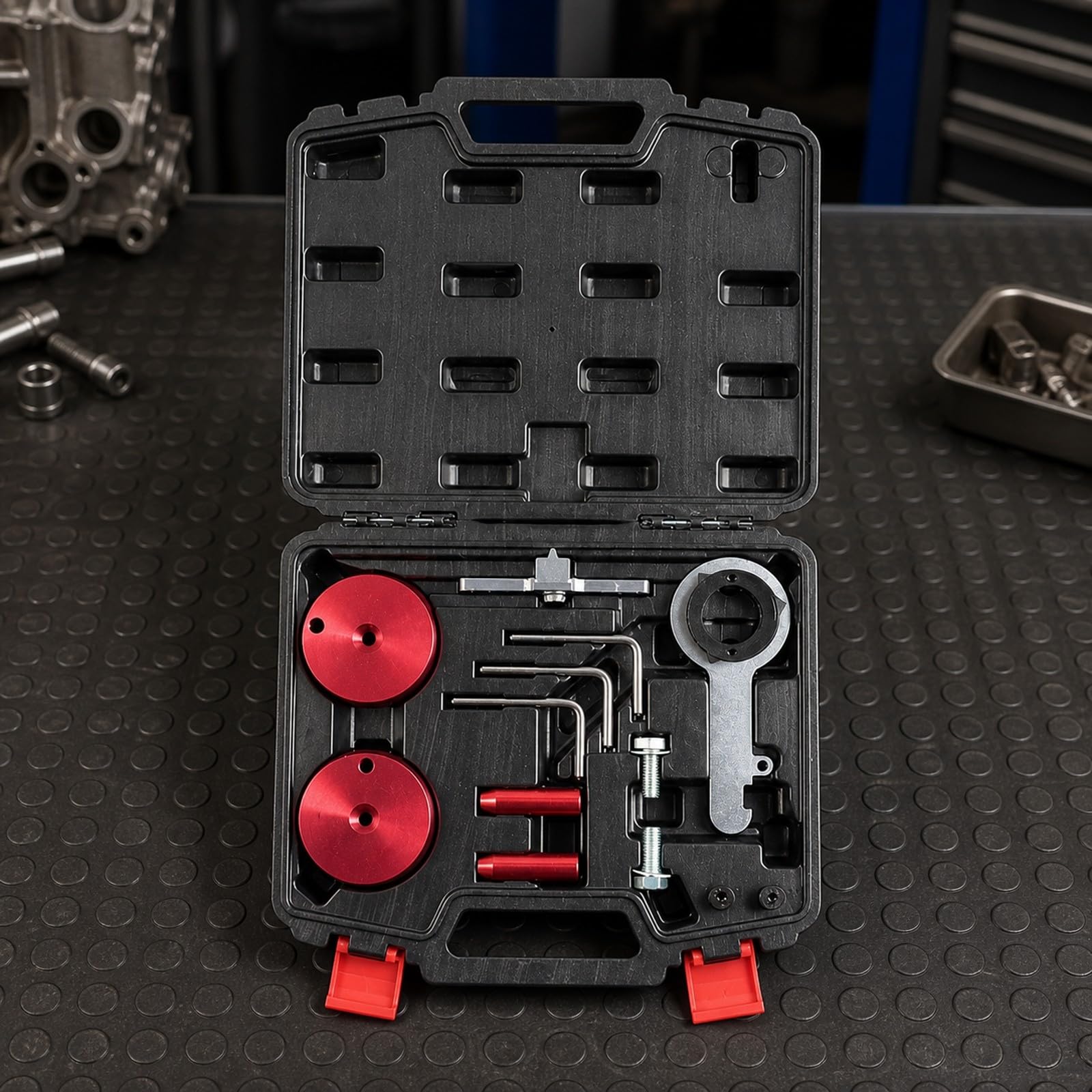 Gralara Outillage Calage Distribution Moteur 2.0 Accessoires Métalliques Verrouillage Broches Connexion dans Mallte Rangement pour Réparation Voiture Maintenance Courante