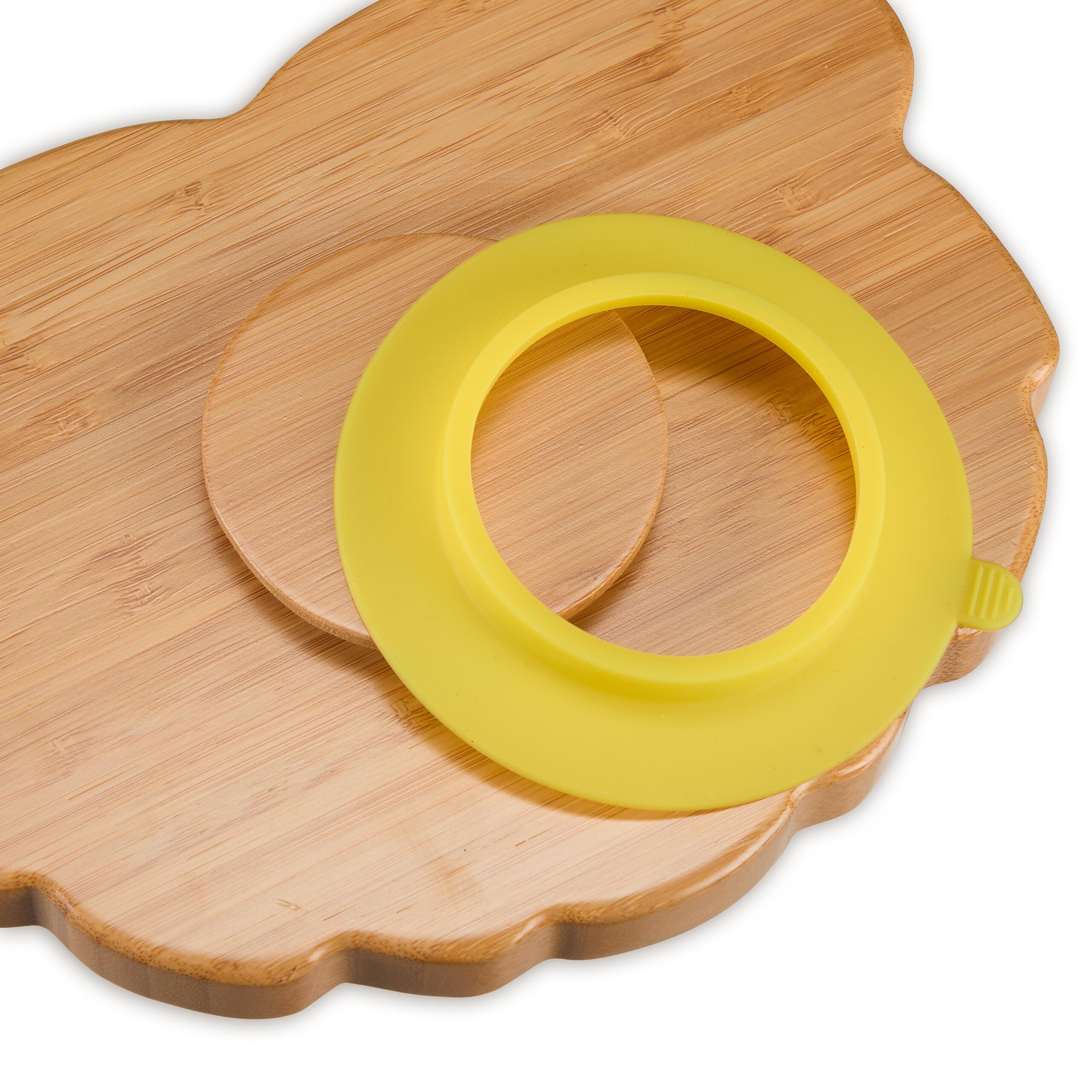 Relaxdays Piatto con Ventosa per Bambini, Piattino Pappa Svezzamento Neonati, Senza BPA, Forma Leone in bambù, Naturale