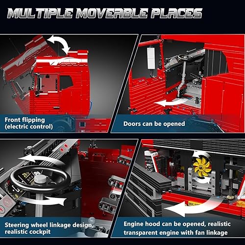 Miniatura 3 de Mould King MOC 19015 - Juego de bloques de construcción para camiones tractores, regalo para entusiastas de las colecciones de adultos a partir de
