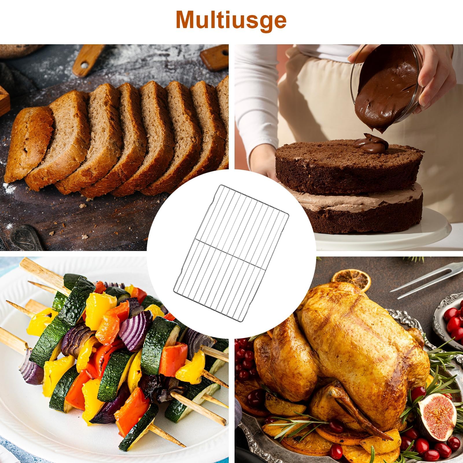 Grille de Refroidissement Pâtisserie 31x20cm Rack de Refroidissement 3 Pièces