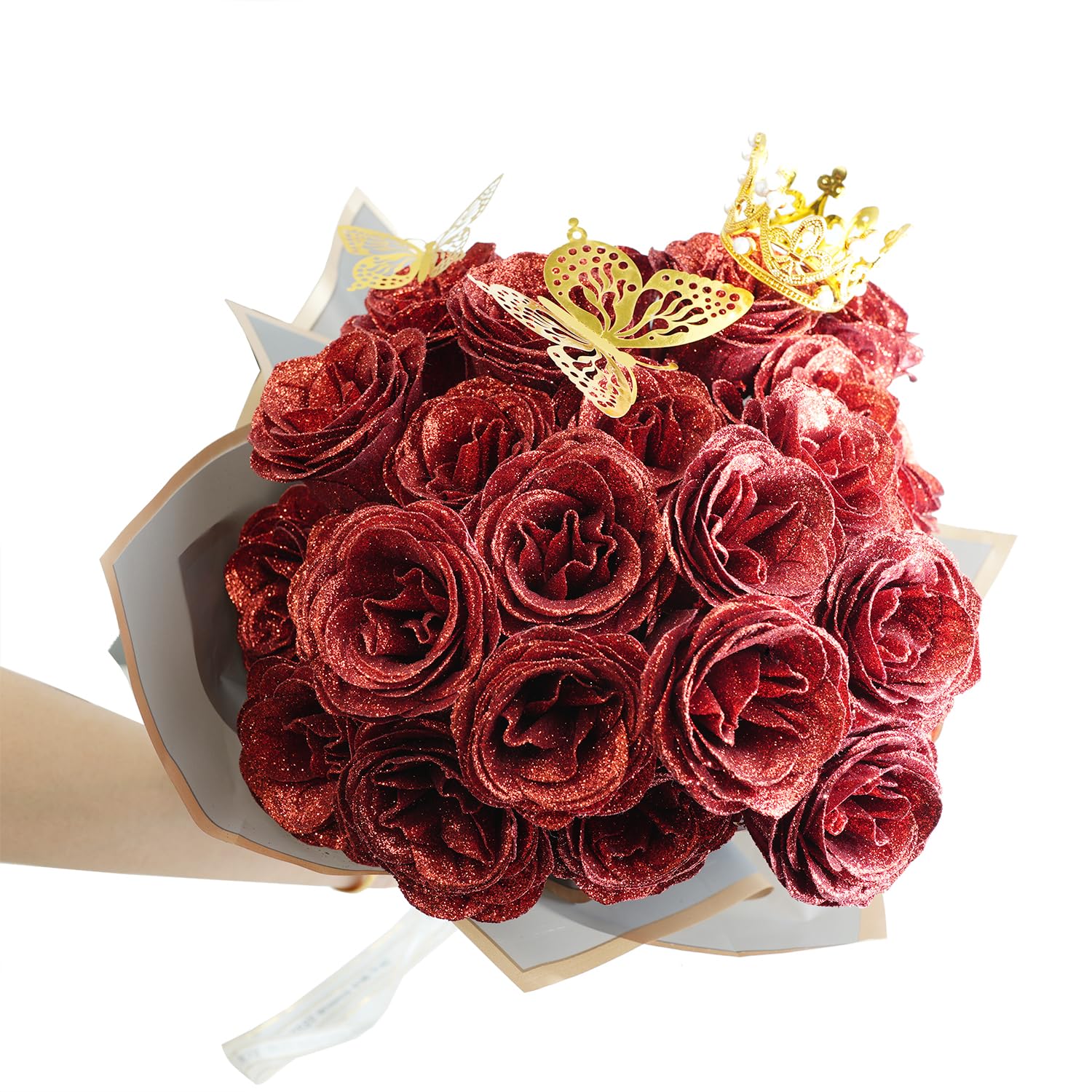 Amazon | Cashger 36バラの花束、DIYフェイクグリッターフラワーブーケ