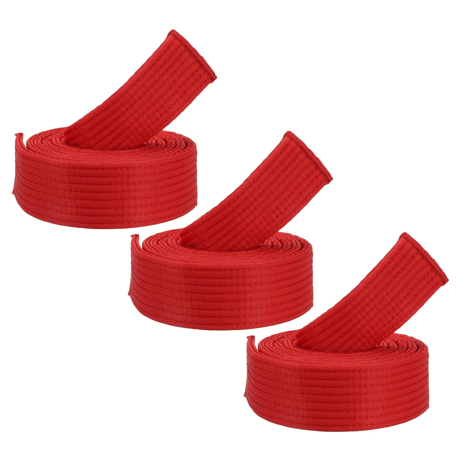 PATIKIL Taekwondo Colored Ranking Belts, 3 Pack 1.6" x5.3FT Polyester Martial Arts Colored Ranking Belt for Coach Teaching Practice Red