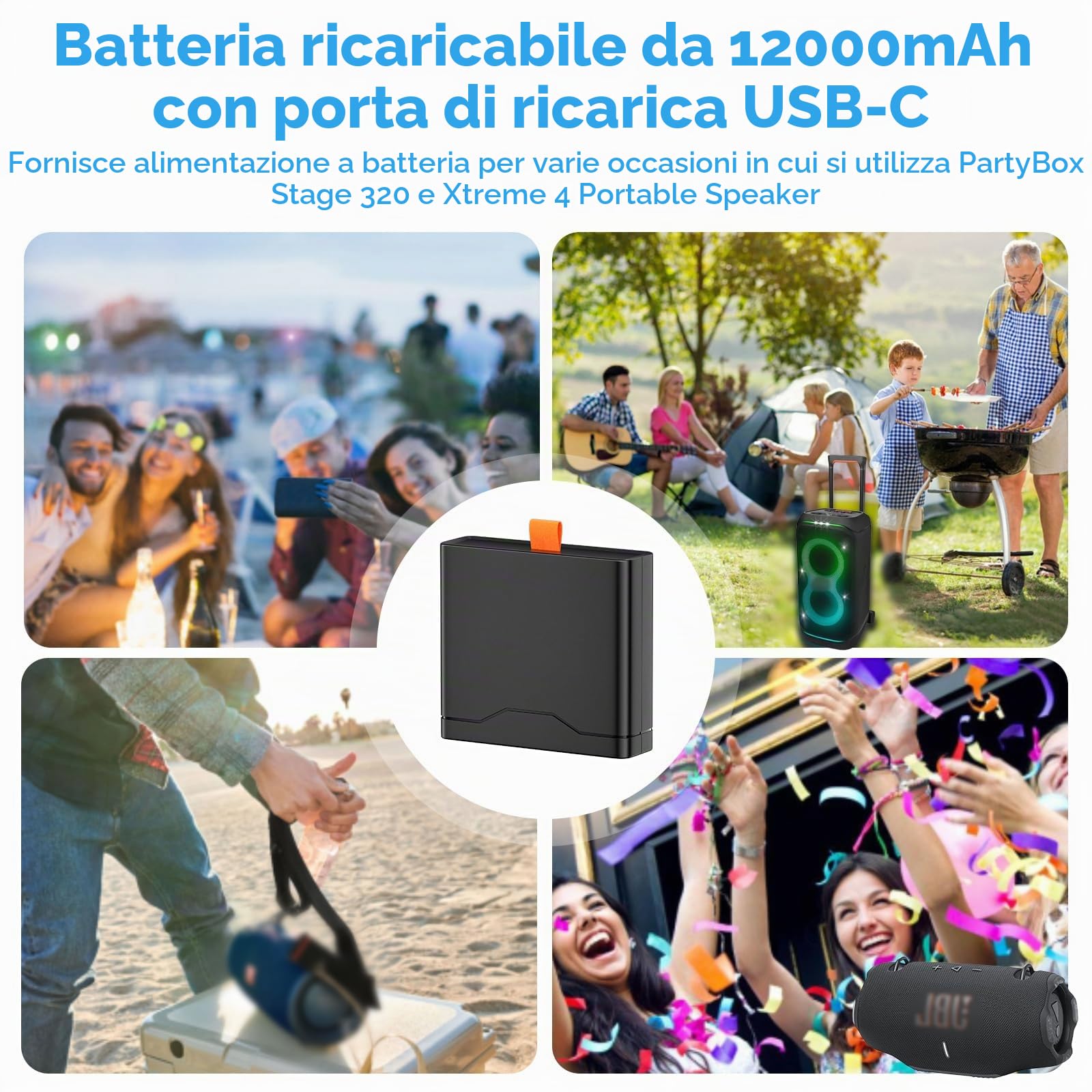 CITYORK Batteria di ricambio 400 per J BL Partybox Stage 320 /Xtreme 4 con cavo di ricarica USB-C