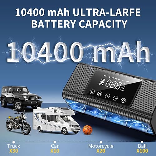 Miniatura 3 de Dexico - Inflador de neumáticos con compresor de aire portátil, bomba de aire eléctrica de 16000 mAh para neumáticos de automóvil, bomba de