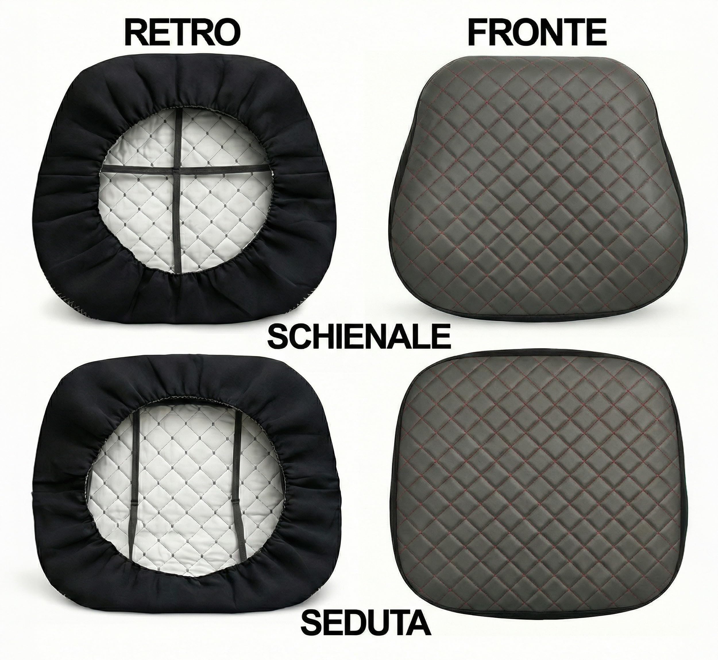 Auto Accessori Lupex - LS32 Coprisedile Trattore Universale - Seduta e Schienale in PU Trapuntata, Cuciture Rinforzate, Protezione e Comfort per Sedili Agricoli (Grigio Scuro con cuciture rosse) - 5