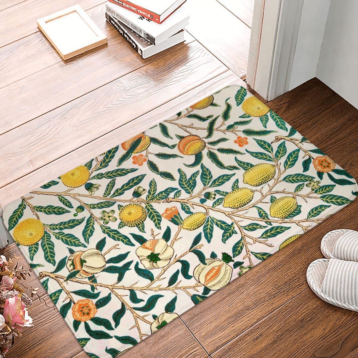 Huakun Trading Entrance Floor Mat Fruit Or Pomegranate William Morris Doormat Carpet Mat Rug Polyester Non-Slip Floor Decorroom Balcony Home Decoration 60X90cm