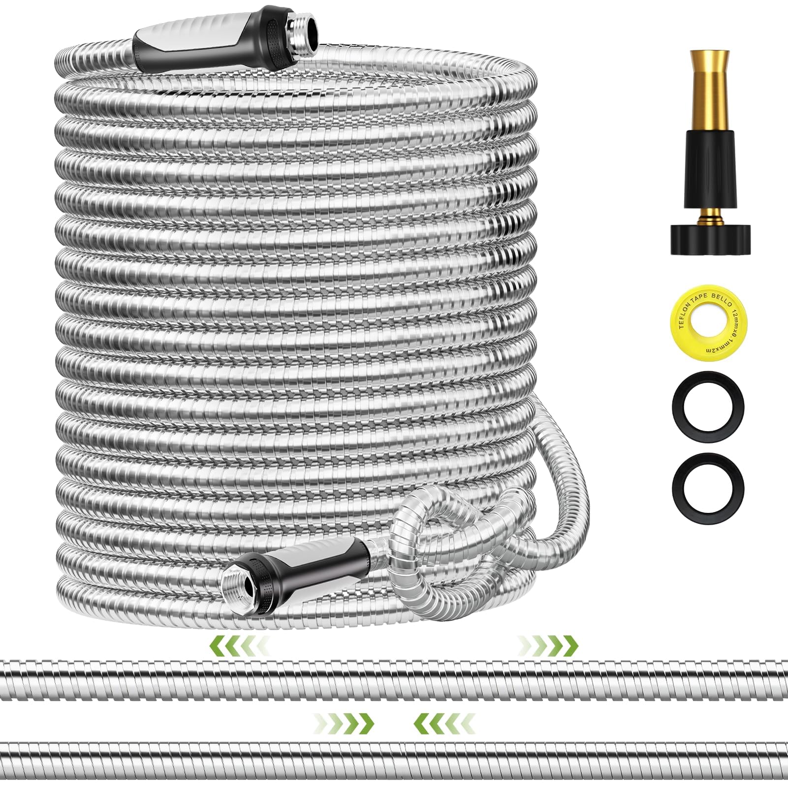 SPECILITE Expandable Garden Hose 100ft, Metal Hose Pipe with Nozzle