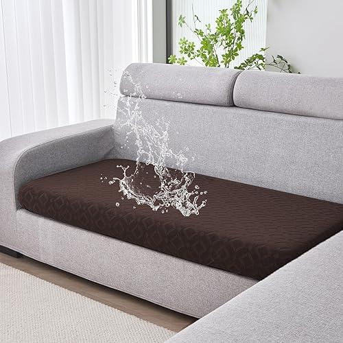 Miniatura 46 de Genina Fundas de cojín para sofá impermeables, fundas elásticas para sofá modular, funda de cojín lavable, antideslizante, con parte inferior Gris