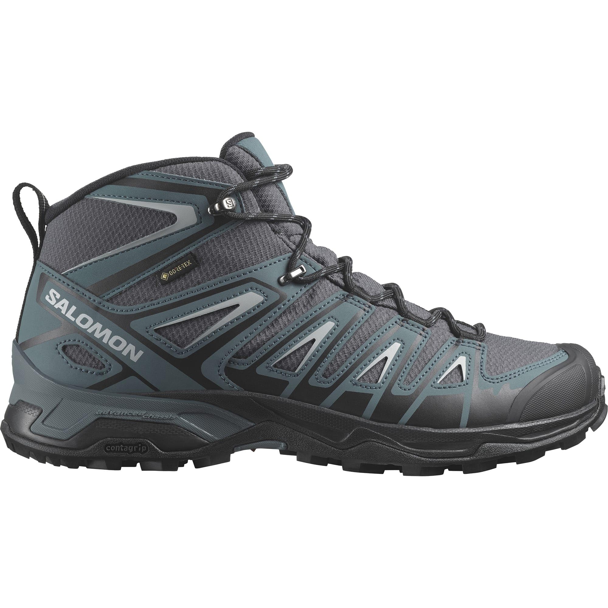 Salomon X Ultra Pioneer Mid Gore-Tex wasserdichte Herren Wanderschuhe, Alle Wetterbedingungen, Sicherer Fußhalt, Ebony, 49 ⅓