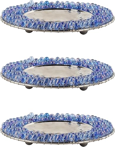 Portavelas con cuentas azules - Juego de 3