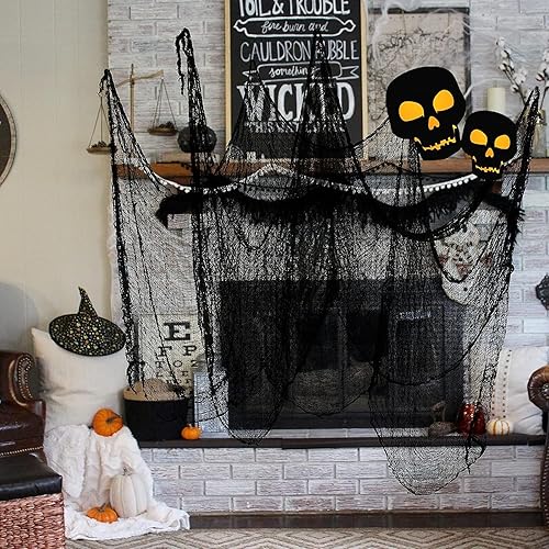 Miniatura 3 de Yunfan Decoración de Halloween espeluznante de tela para decoración de casa embrujada, decoración para jardín al aire libre, puertas, patio,