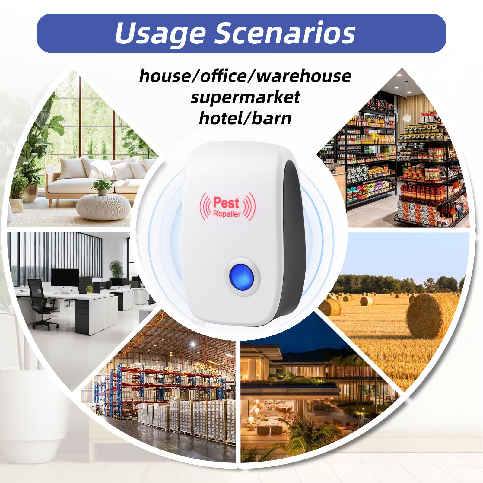 4 Pack Repelente Ultrasónico de Plagas, Repelente Ultrasónico Ratas, Antimosquitos Electrico, Auyentadores de Ratones Potente, para Interiores Anti Moscas Cucarachas Arañas Roedores