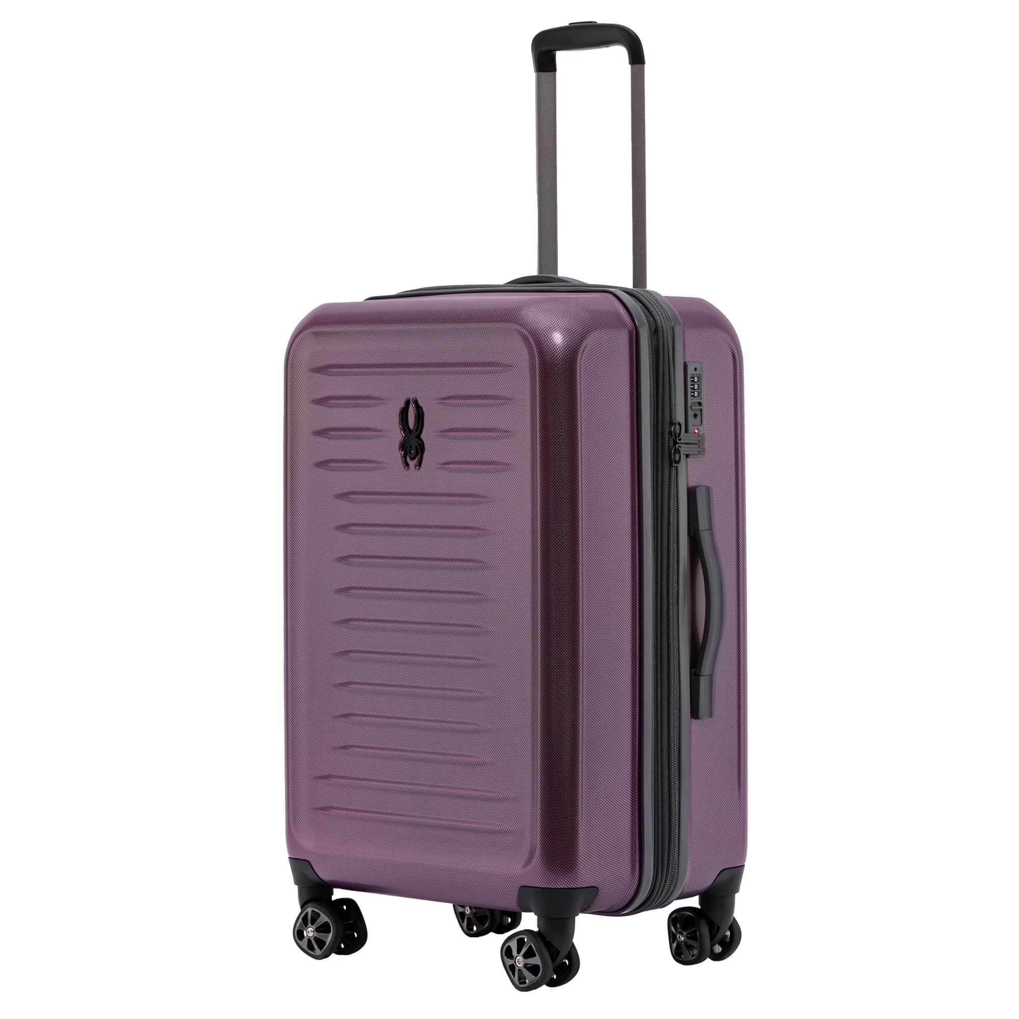 Spyder Rails 25 Inch Expandable Hardside Checked Suitcase with 360° Spinner Wheels, TSA Approved Lock