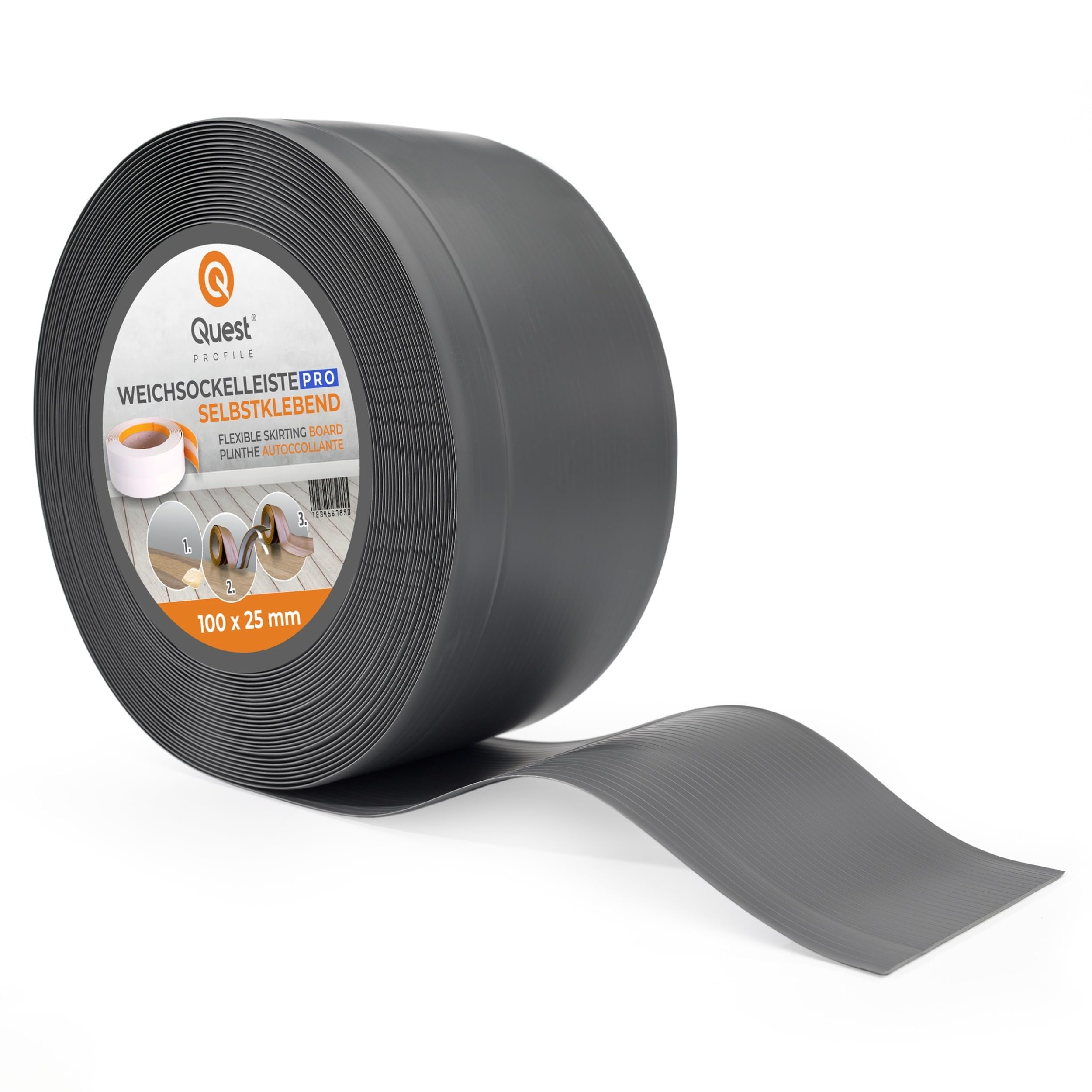 Quest Listwa przypodłogowa elastyczna PVC 100x25 mm – ciemnoszary, 15 mb