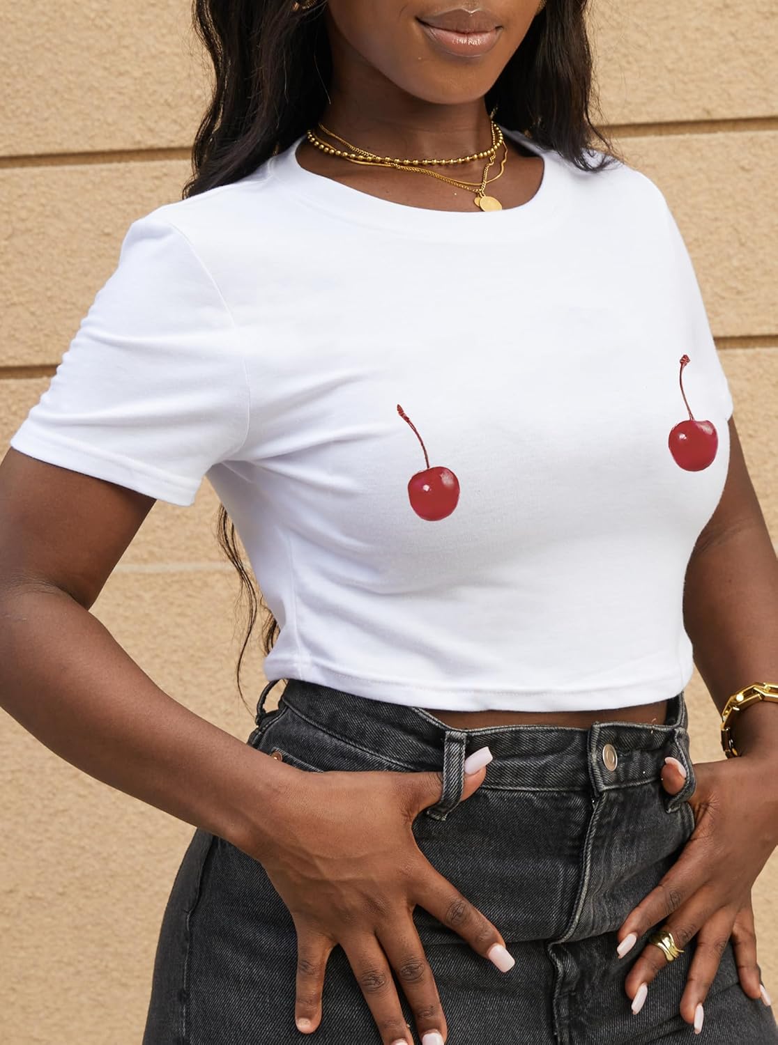 LovelyWholesale Women Graphic Crop Tops Letter Print Short Sleeve Tee Summer Sexy T Shirt - Image 5