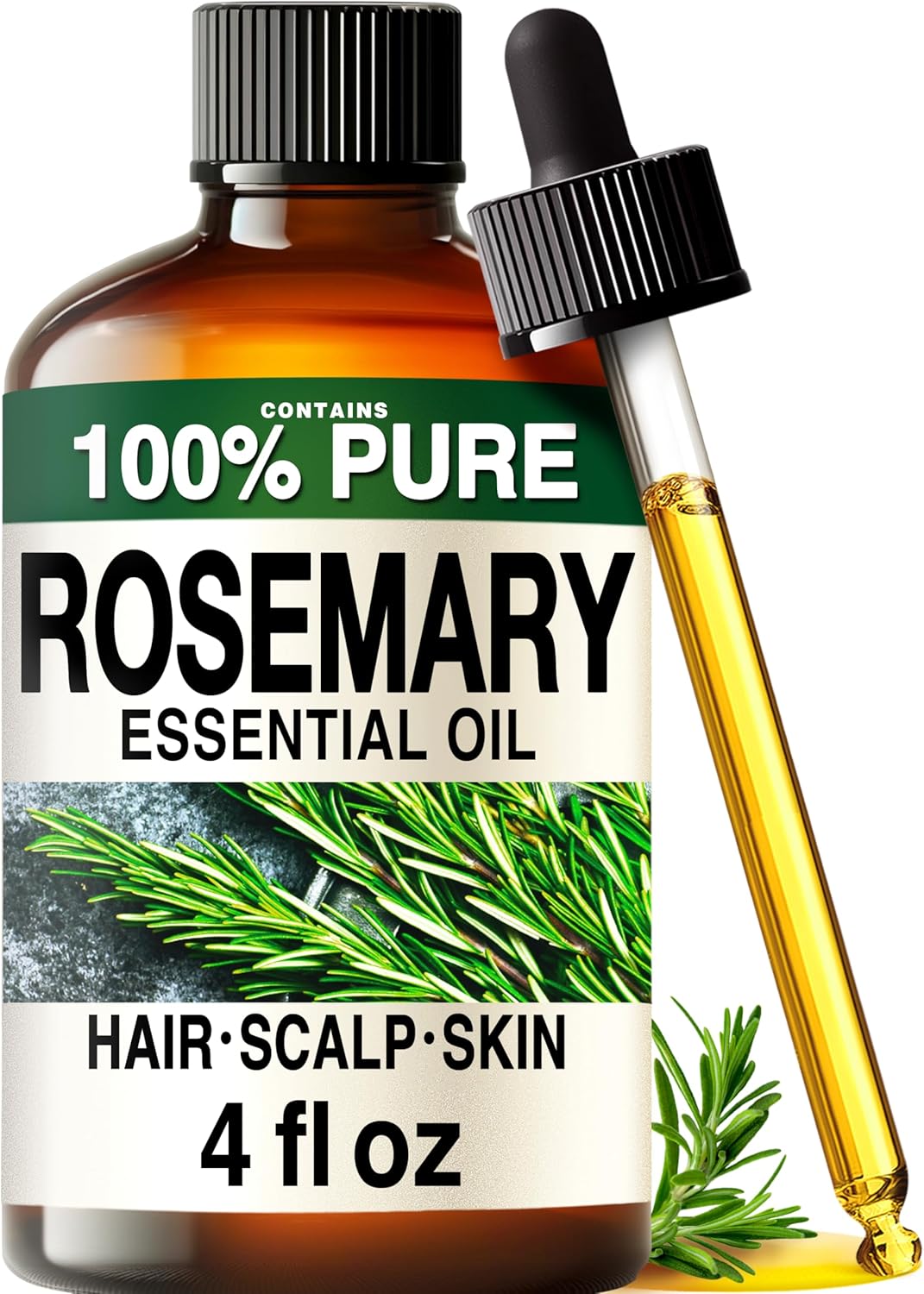 100% Pure Rosemary Oil – 4 Fl Oz Rosemary Essential Oi...