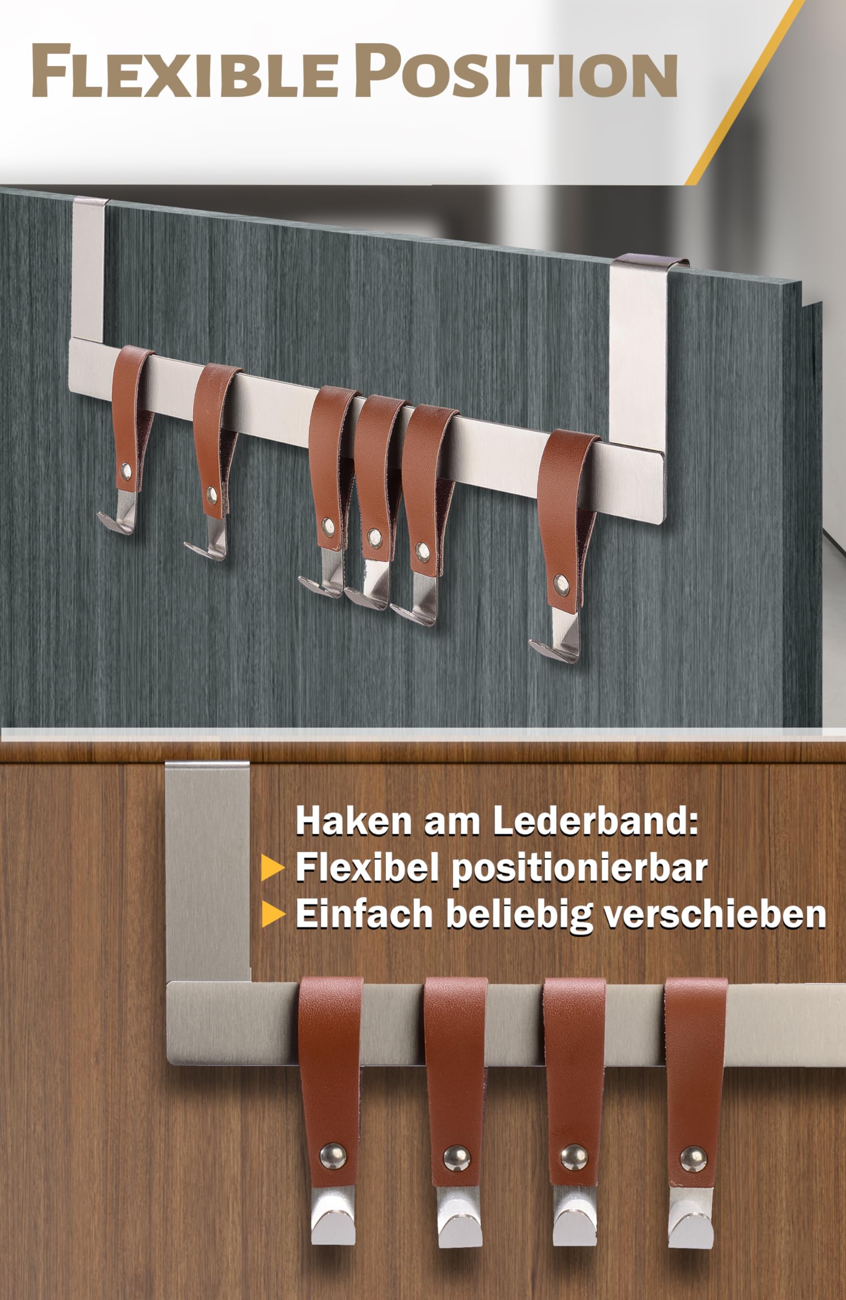 Ganci Porta 4smile Set 4 Pezzi - Acciaio Inox, Portata 8kg, Con Feltro Antigraffio, Per Appendere Ovunque - Foto 13