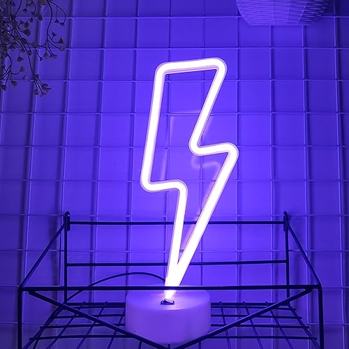 Miniatura 9 de JYWJ Letrero de neón con base de soporte, luz de neón alimentada por USB o 3 pilas AA, decoración LED de pared de escritorio, varias fiestas,