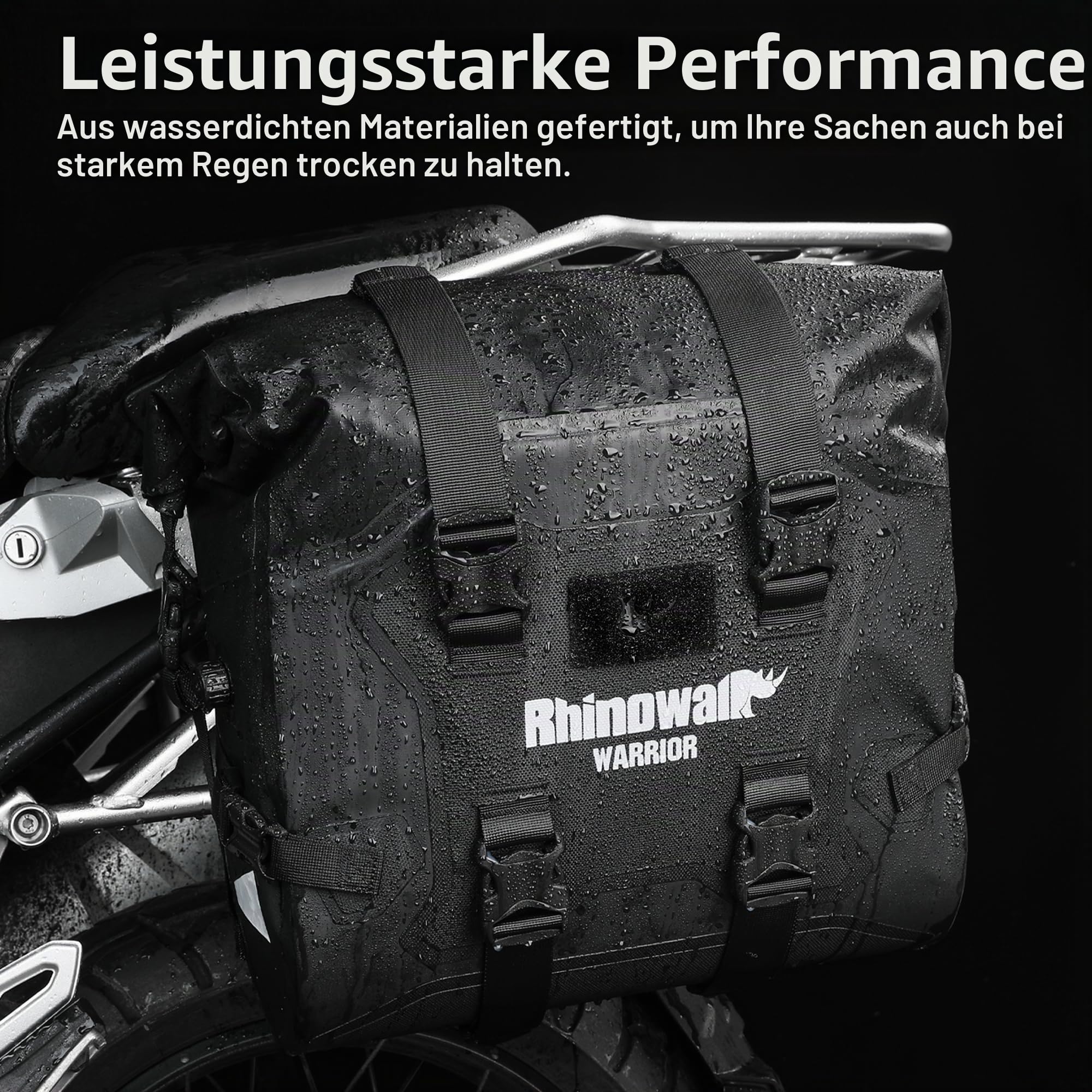 Motorrad Seitentasche Wasserdicht mit Schnellverschluss 24–42L Erweiterbare Motorrad Satteltasche für Gepäckträger Hecktasche Hinterradtasche