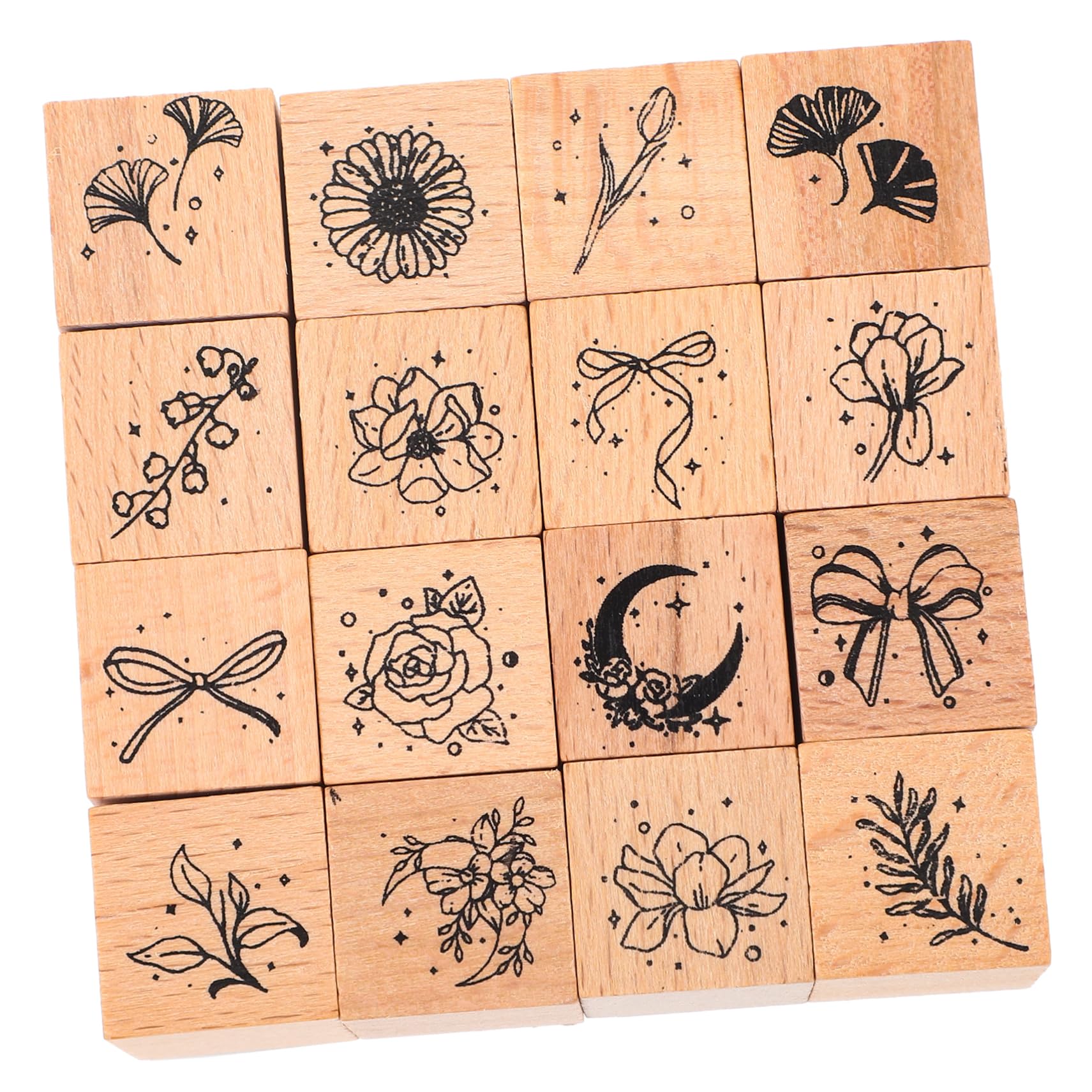 Uonlytech 3 Sätze Kinderstempel Dekorativ Blumen Klare Briefmarken Name Block Buchstempel Stempel Für Sammelalben Handgefertigter Holzstempel Hölzern Chocolate 16 Stück * 3