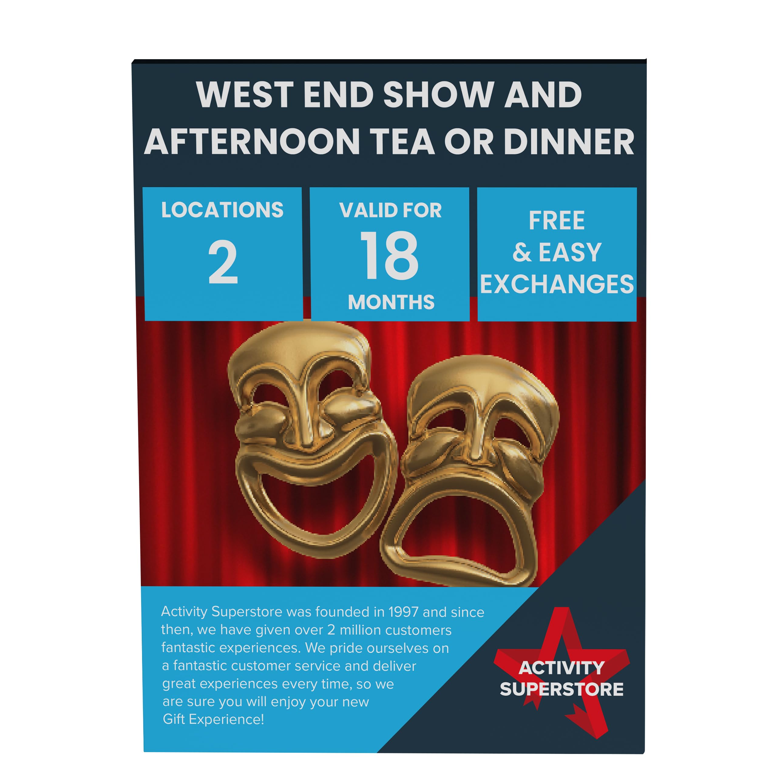 West End Theatre & Afternoon Tea or Dinner Gift Experience Voucher, Experience Days, West End Show Gifts, Afternoon Tea, Couples Gifts