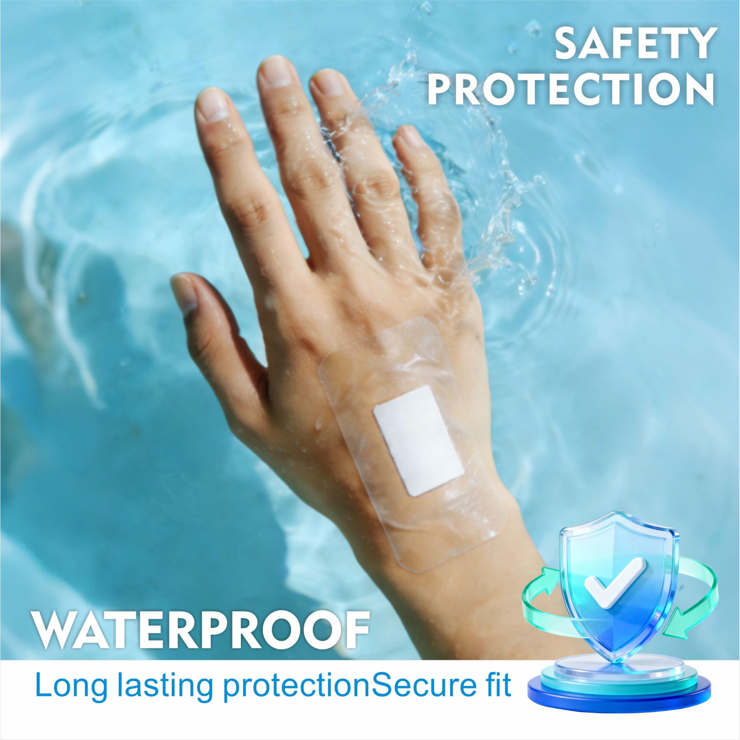 Apósito de película transparente impermeable con almohadilla absorbente, paquete de 50 vendas adhesivas estériles, cubierta postquirúrgica, barrera protectora para pieles sensibles (2.3 x 2.7