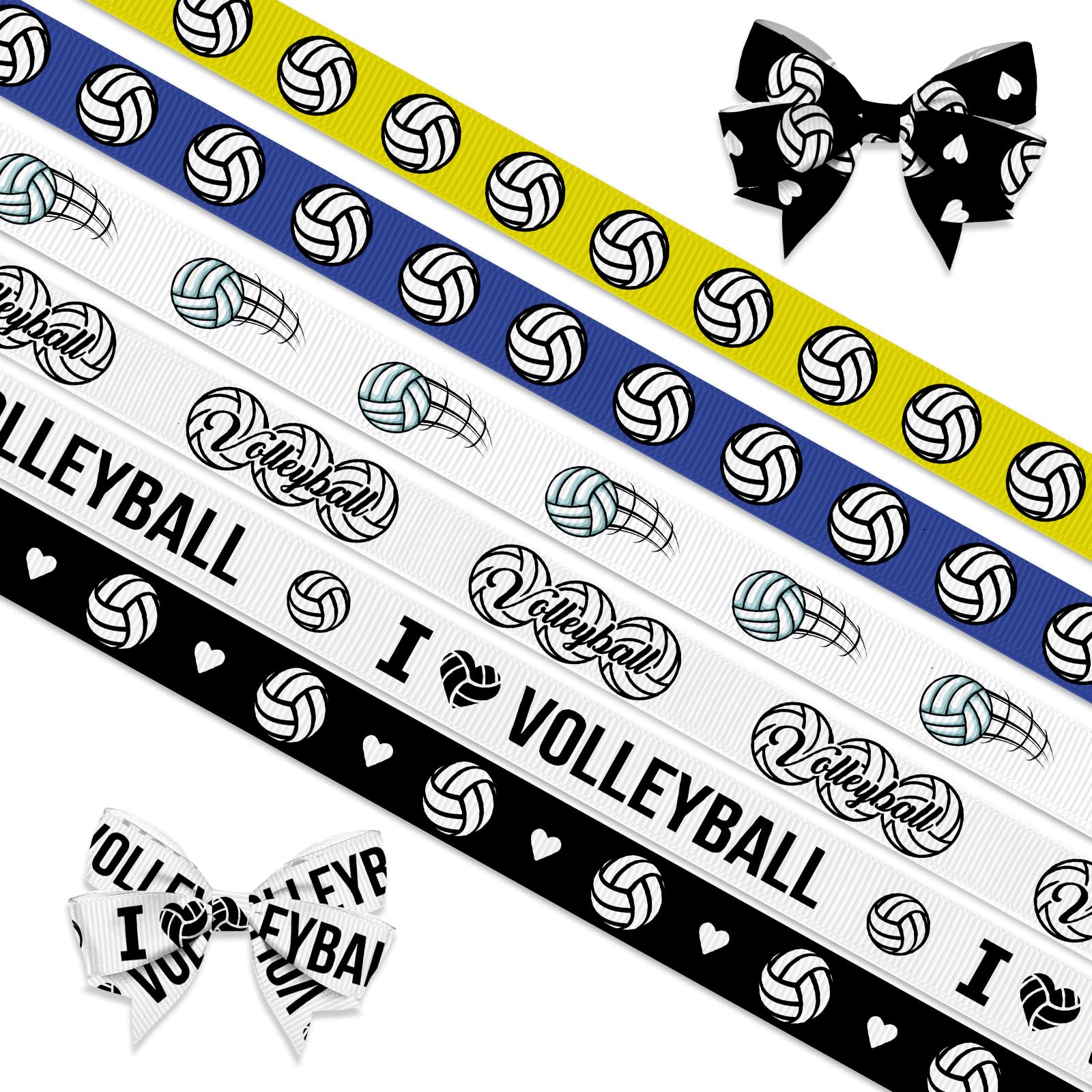 Photo 1 of 6 PCS Sports Volleyball Ribbons for Crafting, 3/8" Width Grosgrain Ribbons Sports Ball Game Ribbon for Gift Wrapping DIY Sports Birthday Decorations
