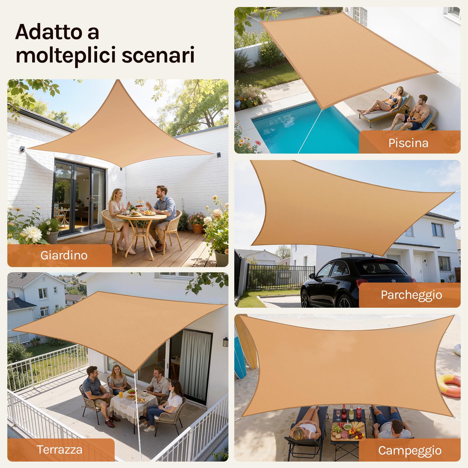Tenda A Vela Rettangolare Sekey 3x4 M: Ombra E Protezione UV Per Terrazzo E Giardino