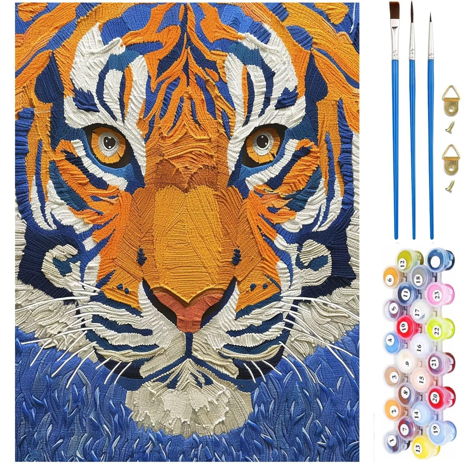 Meecaa Kit pittura a olio per adulti, per principianti, 40,6 x 50,8 cm (ragazza tiger, senza cornice